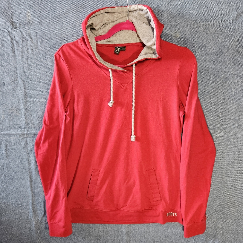Roots Lightweight Pullover Hoodie – Red/Grey – Size Small